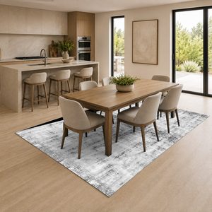 Tapis de salon en chenille antidérapant, effet marbre gris argenté, imprimé numériquement, lavable en machine, vente en gros RUGS DEPOT LXDP-0649 - Product Image 4