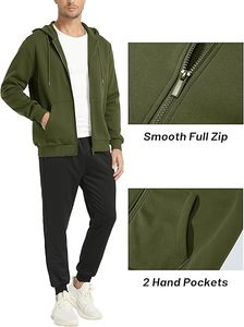Ropa de calle unisex Sudadera con capucha con cremallera Algodón grueso Fleece Loose Fit Casual Prendas de abrigo - Product Image 3