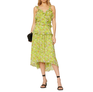 Vestido floral verde de moda para mujer para reuniones nocturnas y fiestas de gatitos Estilo informal Los mejores precios Venta de exportación - Product Image 1
