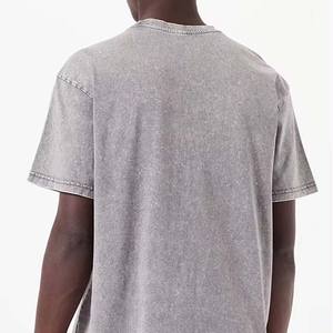 OEM bajo MOQ venta al por mayor de los hombres de algodón Vintage lavado con ácido Camiseta para los hombres Casual en blanco de gran tamaño O cuello camiseta de talla grande High Street - Product Image 6