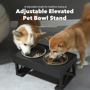 Raised Dog Bowl Stand with Stainless Steel Water Bowl and <b>Slow</b> <b>Feeder</b> Adjustable Height Elevated Feeding Station - Product Image 6
