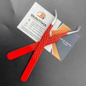 แหนบต่อขนตาแหลมทำจากสแตนเลสอุปกรณ์เสริมความงามคงทนสีแดงออกแบบโลโก้ได้ตามต้องการ - Product Image 4