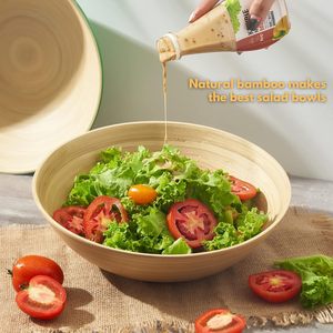 Ensaladera de bambú, tazón de palomitas de maíz ligero de 12 pulgadas, tazón de servicio extra grande o tazón de patatas fritas para aperitivos de fiesta, ensalada artesanal - Product Image 2