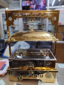 Calentador de Comida Buffet de Acero Inoxidable con Recubrimiento PVD Dorado de Calidad Deluxe, Diseño Art Deco, Capacidad de 8L, para Hotel - Product Image 5