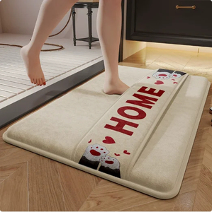 Tapis de bain rectangulaire minimaliste personnalisable en microfibre avec support en mousse à mémoire de forme antidérapant, couleur unie beige, fabriqué à la machine, séchage rapide - Product Image 3