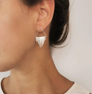 14K <b>Gold</b> Fringe <b>Dangles</b> Sterling Silver Fringe Fringe Tassel <b>Earrings</b> - <b>Gold</b> - Long - Product Image 1