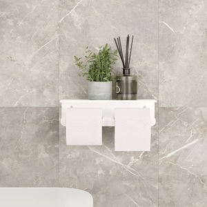 Porte-papier toilette double mural avec étagère pour téléphone, porte-rouleau de papier toilette en acier inoxydable, étiquette privée OEM - Product Image 3