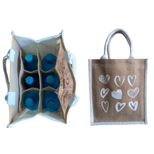 Logo personnalisé fermeture éclair dames femmes shopping toile de jute Winery toile de jute toile de jute fourre-tout 6 bouteille sac avec poche en toile poignée - Product Image 2