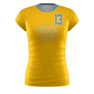 Maillot de volley-ball jaune tendance en gros, service OEM personnalisé, toutes tailles, 100 % polyester, unisexe, impression de logo personnalisé, haute qualité - Product Image 1
