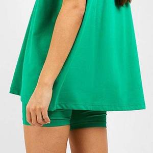 Costume Offre Spéciale dame été logo personnalisé solide rayé mode vêtements vente en gros T-shirt Shorts 2 pièces femmes vêtements ensemble dames - Product Image 3