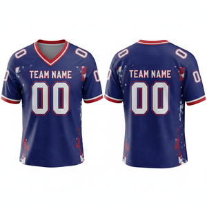 Ensemble de maillot et short de football américain sublimé personnalisable, 100% polyester respirant avec position du logo sur le devant - Product Image 6