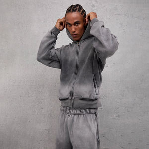 Streetwear personnalisé Ensemble sweat à capuche et pantalon de survêtement 100% coton délavé à l'acide Style poche survêtement survêtement pour hommes - Product Image 5