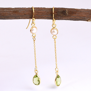 เงินแท้ 925 พร้อมทองชุบ Rose Quart ต่างหูมุก - Product Image 4