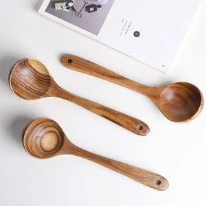 Cucharón de madera para cocinar, utensilios de cucharón de mango largo para sopa, hecho a mano para utensilios de cocina, cuchara de madera de teca para servir, 10,5 pulgadas - Product Image 2