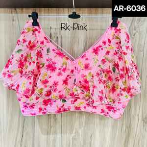 Dernière tenue ethnique et décontractée Georgette à imprimé numérique, chemisier prêt à l'emploi pour les tenues de fête et les vêtements décontractés Saree et Lehenga - Product Image 5