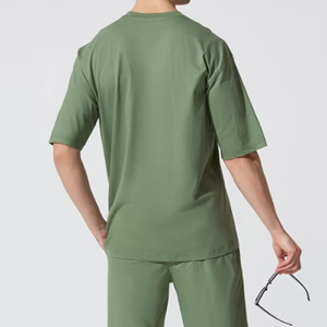 T-shirt en coton molletonné surdimensionné pour homme, tendance, logo personnalisé, uni, haute qualité, respirant, séchage rapide, manches courtes, 250g, drop - Product Image 3