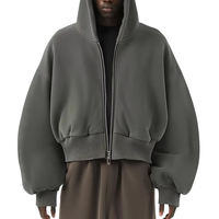 YITE Sweat à capuche zippé pour homme, coupe décontractée, en molleton, avec broderie chenille, style streetwear, épaules tombantes, coupe carrée, grammage lourd 400 g/m²