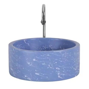 Lavabo de mesa de sombra marrón azul Micky lavabo moderno redondo de cerámica lavabo de arte hecho a mano con patrón de mármol fregadero de lujo - Product Image 3
