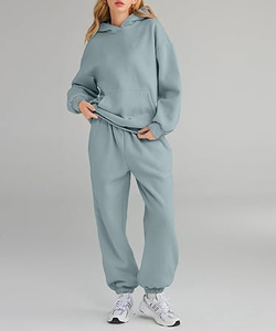 Custom OEM Solid Blank Puff Print Drawing Elastic <b>Women's</b> Streetwear for Sweatpants Oversized <b>Women</b> Hoodie and Joggers Set - Product Image 5