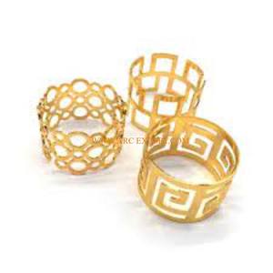 Anneau de serviette en laiton en métal poli or martelé ensemble de 4 anneaux de maintien de tissu faits à la main classiques de forme ronde pour l'approvisionnement en gros - Product Image 2