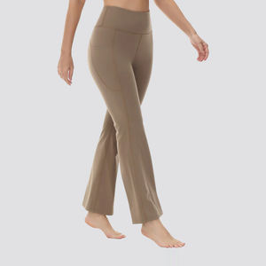 Factory Wholesale Womens High Waist Fitness Flare Leggings Breathable Wide Leg Gym <b>Pants</b> Yoga Running Activewear - Product Image 3