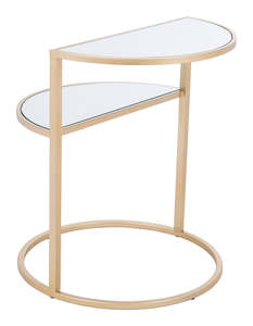 Top vente Table d'appoint au design luxueux Table d'appoint à demi-rond avec cadre en métal en verre pour la décoration de la chambre à coucher du salon - Product Image 1