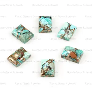 Bonne qualité 13x18mm Rectangle forme Flatback Cabochon naturel chrysocolle cuivre pierres précieuses fabrication de bijoux calibré pierre en vrac