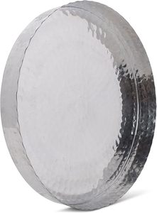 Plateau de service rond en aluminium argenté de qualité supérieure Conception de bordure de coupe de fleurs modernes pour une utilisation décorative d'hôtel de mariage - Product Image 4