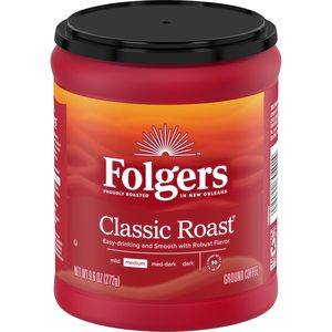 Café Molido Folgers Classic Roast, Tueste Medio, 9.6 Onzas - Product Image 1