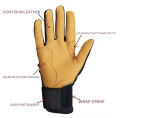 OEM Full Wrap Premium Polyester/Baumwolle Baseball Batting Handschuhe Klett verschluss Beide Hände Bestseller für Erwachsene Palm Polsterung - Product Image 6