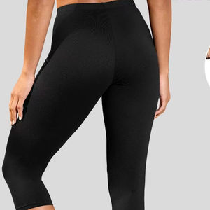 <b>Women's</b> Super Soft High Stretchy <b>Capri</b> Gym Leggings Breathable Workout Running Yoga Athletic <b>Pants</b> with Logo Waist Midi Length - Product Image 2