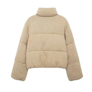 แจ็กเก็ตบุคอตตอนสำหรับผู้หญิงเสื้อนอกอินเทรนด์เสื้อโค้ทแบบลำลองแขนสั้นมีซิป - Product Image 6