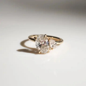 Toi Et Moi 4CT Lab Grown Oval Pear Cut Diamond GIA/IGI Certified 18K Gold/925 <b>Silver</b> Plated Engagement <b>Ring</b> Wedding Gift for Her - Product Image 3