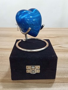 Recuerdo de urna en forma de corazón para cenizas, con caja y soporte de tinta azul, recuerdo de urna en forma de corazón - Product Image 6