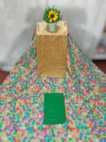 Tela de Voile Jacquard Dirac Tradicional Legacy Elegance, Tejido de Algodón Estampado Digital con Diseño Floral Abstracto para Vestidos de Niñas