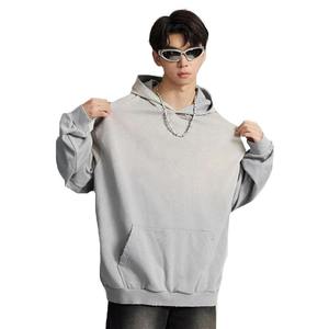 Sweats à capuche d'hiver délavés à l'acide de haute qualité pour hommes Logo personnalisé Conception personnalisée Polaire polyester/coton sur mesure pour adultes - Product Image 4