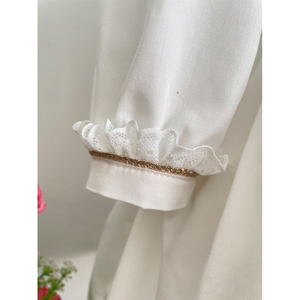 ชุดเดรสยาวผ้าไหมสีขาวลายลูกไม้คอกลมสำหรับเด็กผู้หญิงจากเวียดนาม - Product Image 5