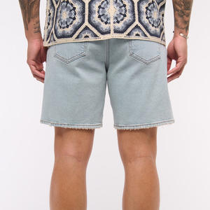 Shorts en jean décontractés respirants Streetgrace pour hommes, en coton, production OEM avec personnalisation du logo, marque privée, délavage clair - Product Image 6