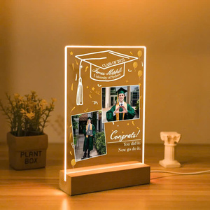 Personalized Graduation Photo Acrylic <b>LED</b> <b>Night</b> <b>Light</b> with Modern Wood Design-Unique Keepsake Desk & Study Table Decoration - Product Image 3