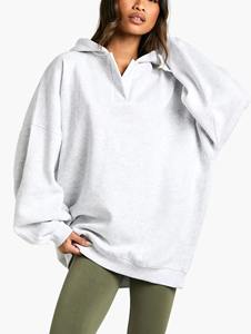 Women Oversized Long <b>Hoodie</b> Winter Weight <b>Velour</b> 100% Cotton Puff Sleeve Streetwear Relaxed Comfort Fit Stylish Casual Pullover - Product Image 4