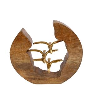 Figurine de lapin en bois avec cadre en couronne florale en métal, ensemble d'accent décoratif artisanal pour la décoration de table et d'étagère de printemps de Pâques - Product Image 4