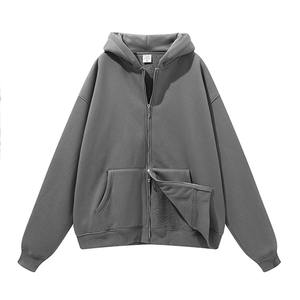 2025 nouveau produit Double extrémité broche fermeture éclair veste sport décontracté fermeture éclair à capuche veste vierge plaine sweats à capuche - Product Image 4