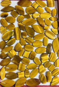 พลอยตาเสือสีเหลืองธรรมชาติทรงหลังเบี้ย, ลูกปัดพลอยตาเสือเกรด AAA รูปทรงผสม สำหรับทำเครื่องประดับ DIY หินขัดเงาอย่างดี - Product Image 2