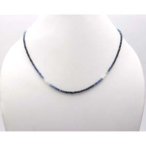 Collier de perles en saphir bleu ombré 3-3,5 mm, accessoire de mode - Product Image 4