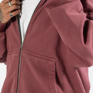 Sweat à capuche pour hommes personnalisé poids lourd personnalisé 400G tendance Double fermeture éclair couleur unie veste à capuche sweat-shirt à capuche lourd - Product Image 6