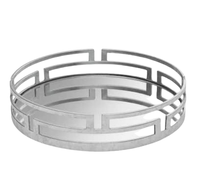 Plateau miroir rond en métal de luxe contemporain Plateau brillant antique argenté de Noël pour la maison et la cuisine Plateau de Noël