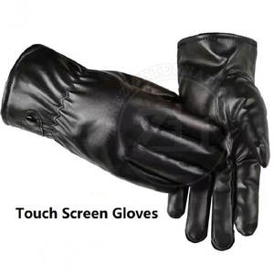 Gants en cuir décontractés d'hiver compatibles avec l'écran tactile Style uni pour une utilisation quotidienne en plein air et la protection des mains en voyage - Product Image 3