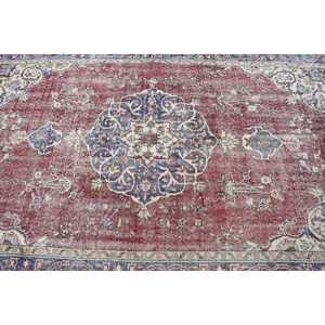 Tapis turc vintage 5,5x8,6 pieds, grand tapis persan en laine rouge - Product Image 5
