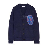 Cardigan à boutons pour homme, 100% coton, à manches longues, respirant, à rayures, avec broderie de lettres personnalisée et imprimé, pour l'hiver, à prix abordable