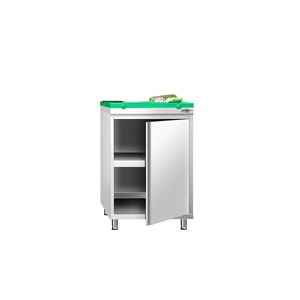 Armoire de sol en acier inoxydable PREMIUM - 600x700mm - avec portes à charnières - incl. Planche à découper verte - Product Image 1